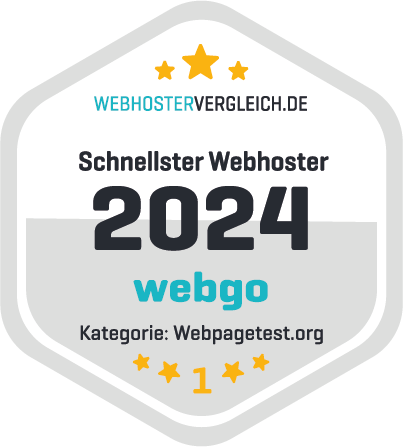 Webhostervergleich.de zeichnet uns mit Platz 1 für die Kategorie 'webpagetest.org' aus!