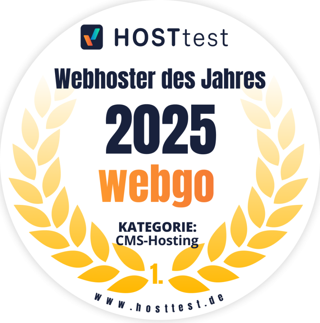 Seriensieger bei der Webhoster des Jahres Wahl. Auch 2025 und damit zum neunten Mal in Folge ist webgo Sieger in der Kategorie CMS-Hosting!.
