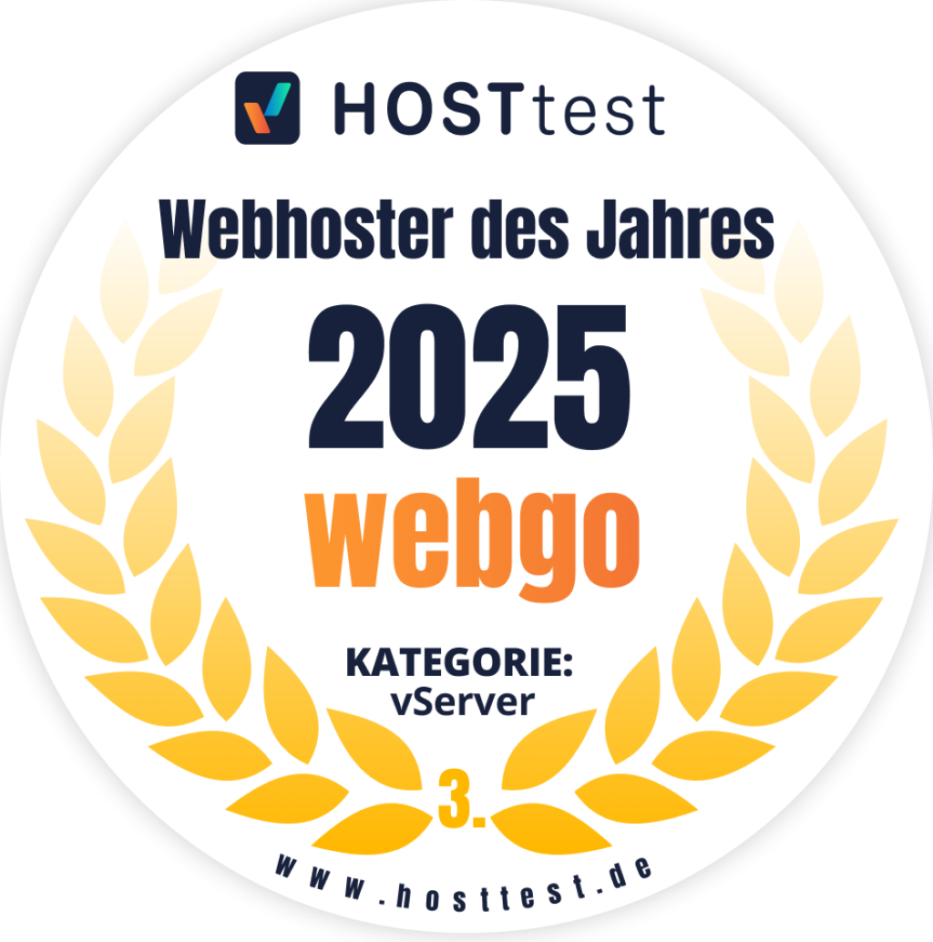 webgo gewinnt bei der Webhoster des Jahres Wahl 2025 von HOSTtest.de Platz 3 in der Kategorie vServer!.