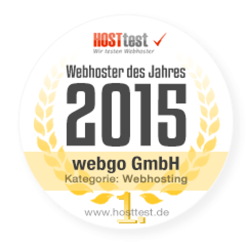 Titel Webhoster des Jahres 2015 - Kategorie Webhosting Platz 1.