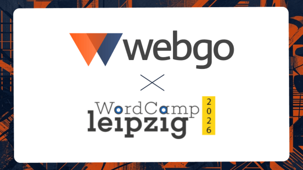 webgo Logo neben WordCamp Leipzig 2026 Logo auf grafischem Hintergrund f&uuml;r den Recap-Beitrag zum WordCamp Leipzig 2026.