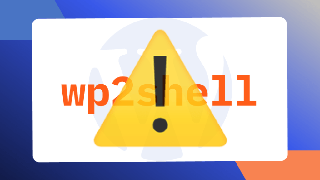 Gelbes Warnsymbol vor WordPress-Logo mit &bdquo;wp2shell&ldquo; zur webgo-Sperre aufgrund aktueller Sicherheitsrisiken.
