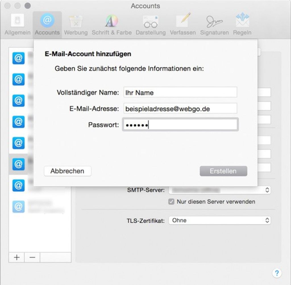 Apple Mail - E-Mail Account hinzufügen.