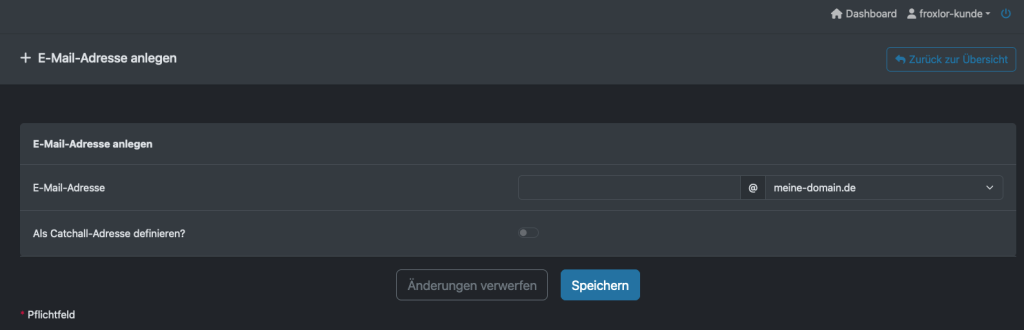 Erstellen Sie über Froxlor ganz einfach Ihre E-Mail-Adresse.