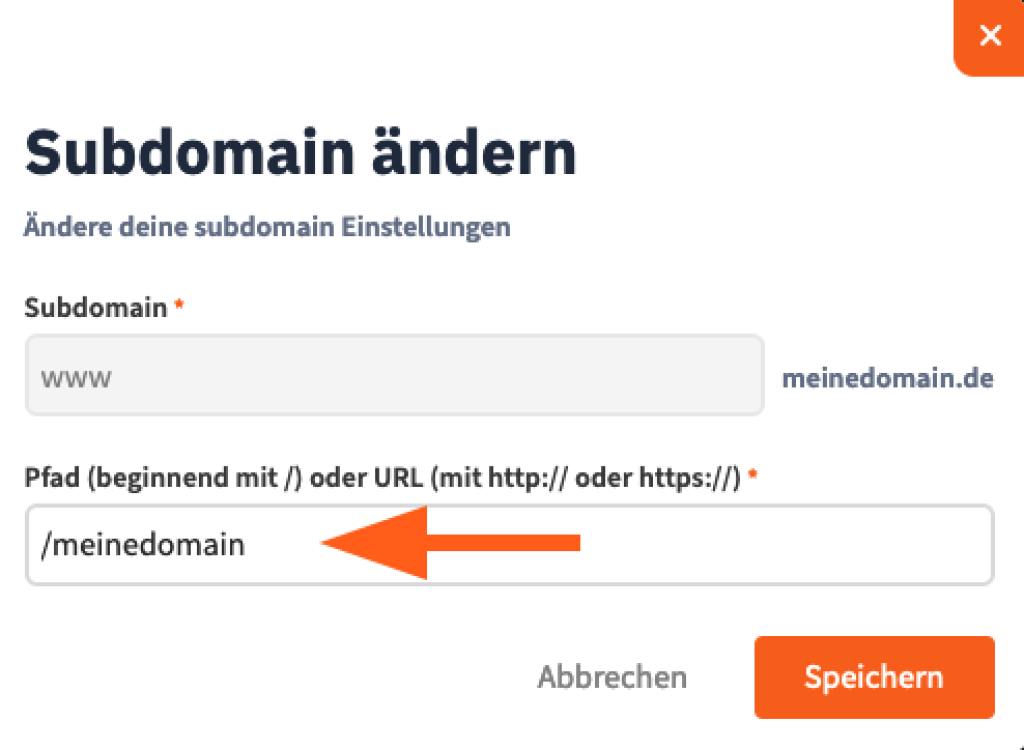 Ihr könnt Eure Domains bearbeiten und so den Verzeichnispfad frei umändern.